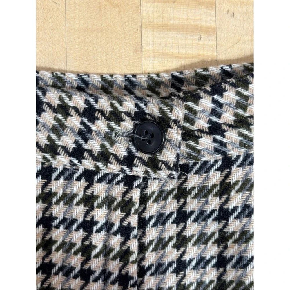 VTG Briggs New York Women's Size 14 Black‎ Cream Wool Houndstooth Pencil Skirt